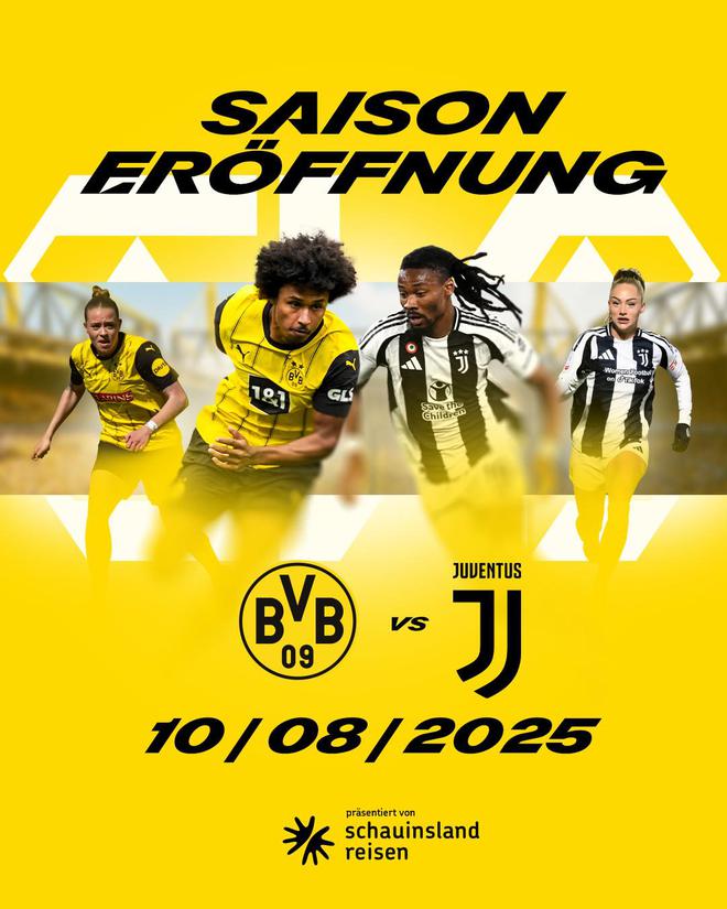 尤文8月10日與多特友誼賽，男女足齊聚。