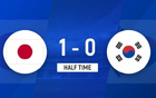 半場日本女足1-0領先，成宮唯進球，金敏智錯失良機。