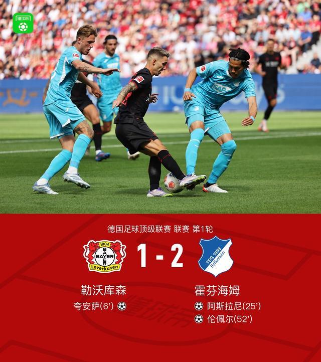 霍芬海姆逆轉(zhuǎn)勒沃庫(kù)森2-1，阿斯拉尼+倫佩爾進(jìn)球。